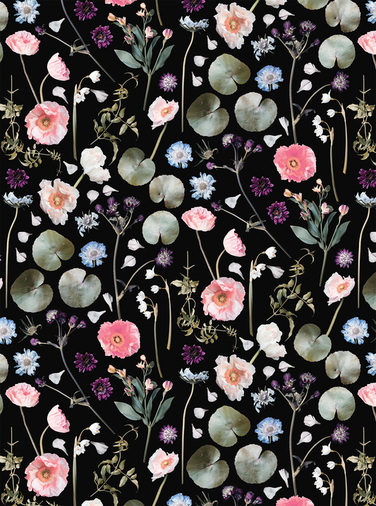 Floral Finds Wallpaper, black