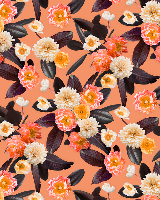 Flower Party Wallpaper, coral