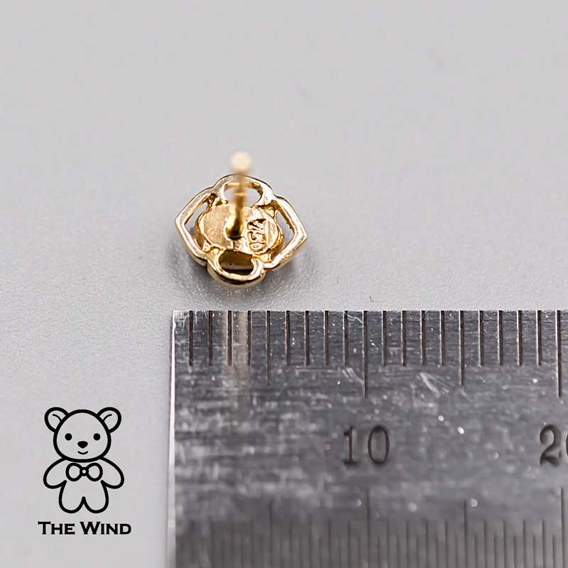 Flower Design Australian Solid Opal Stud Earrings 14k Yellow Gold