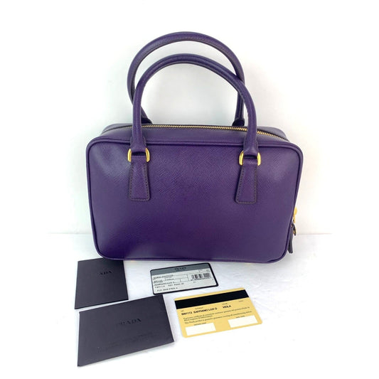 Prada Saffiano Leather Lux Small Top Handle Viola Purple Handbag