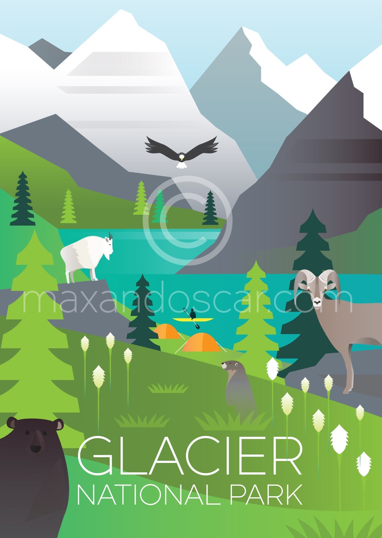 GLACIER NATIONAL PARK POSTCARD