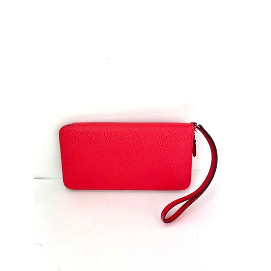 Hermes Epsom Lucky Wrist Azap Leather Pink Red Wallet