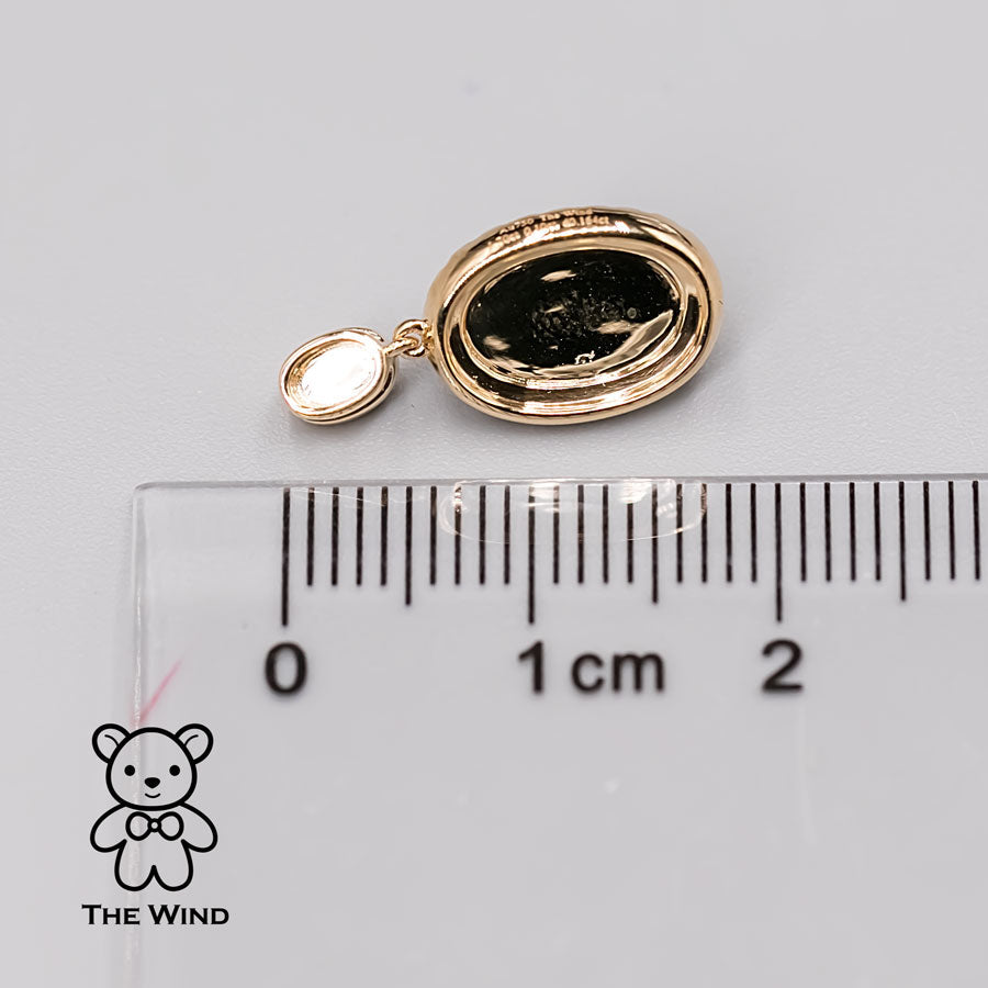 Halo Diamond Blue Sheen Moonstone Fire Opal Pendant Necklace 18k Yellow Gold