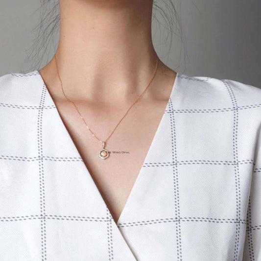 One of a Kind Hexagon Two Sides Sime Black Opal Diamond Tsavorite Necklace 18k Gold