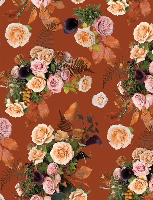 Honey & Poppies Wallpaper, rust