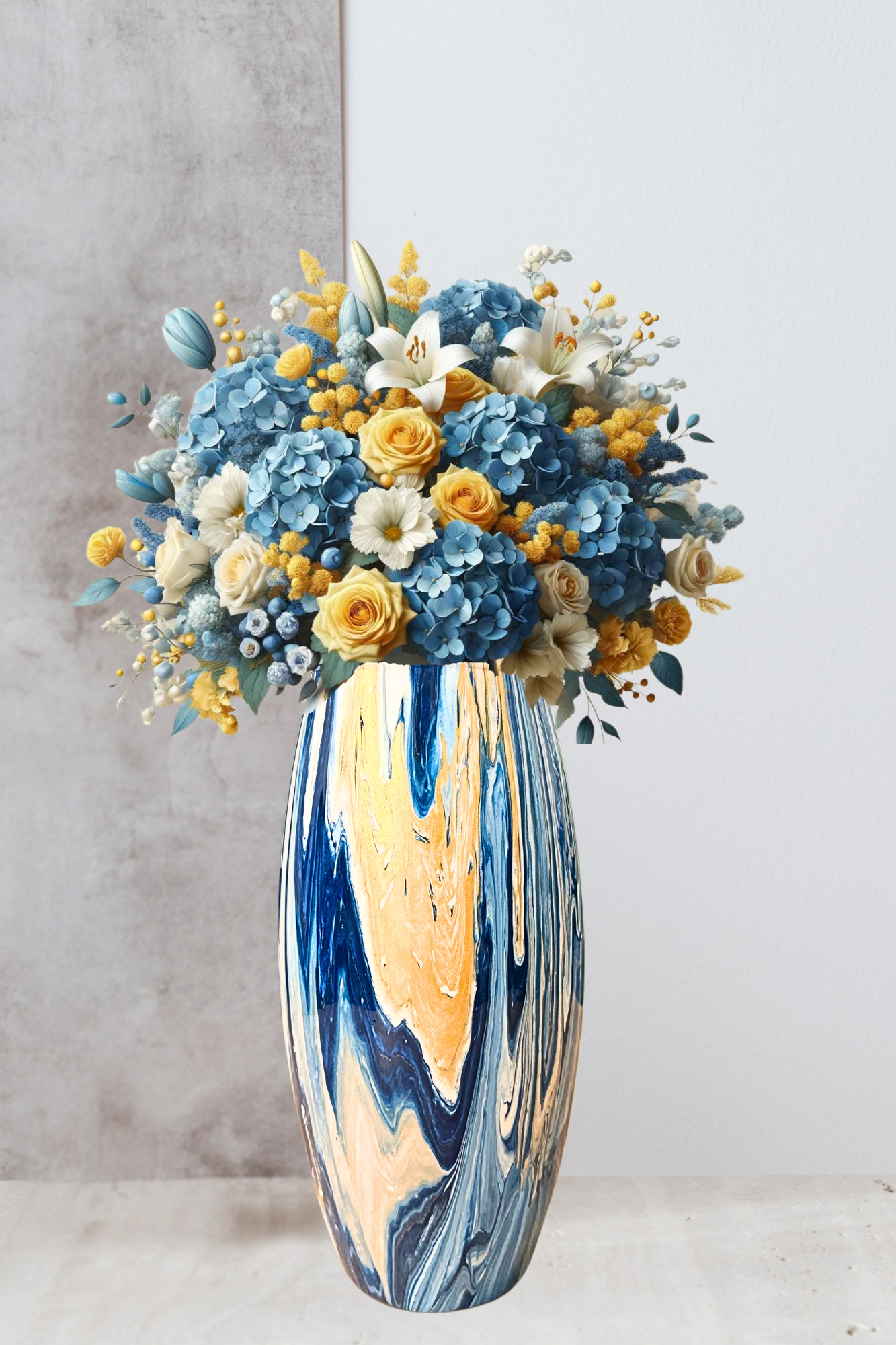 Made to order! Abstract Elegant Glass Vase with Pouring Paint Design
