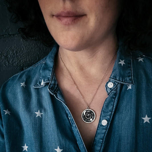 Night Sky Pendant Necklace with Authentic Meteorite