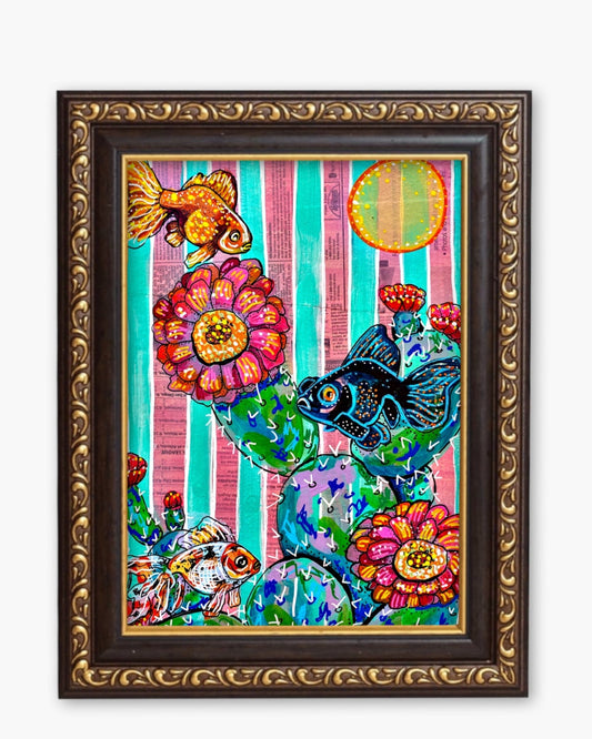 Cactus Goldfish Fine Art Magnet ( Large )