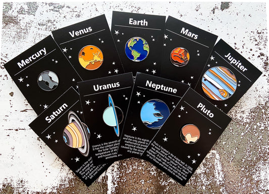 Solar System Planet Enamel Pin Set of 9
