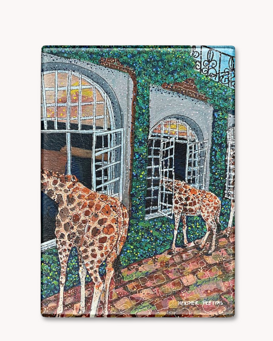 Fine Dining Giraffes Glass Cutting Board Trivet