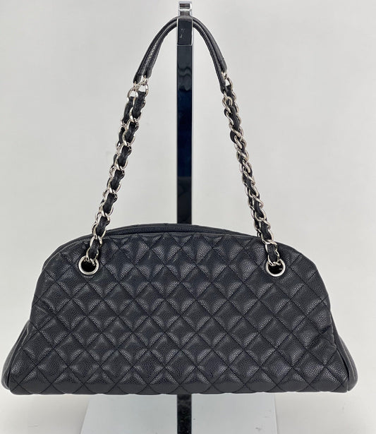 CHANEL Just Mademoiselle Quilted Caviar Black Bowling Shoulder Bag