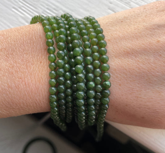 4mm Unstrung Nephrite Jade Beads, 16"