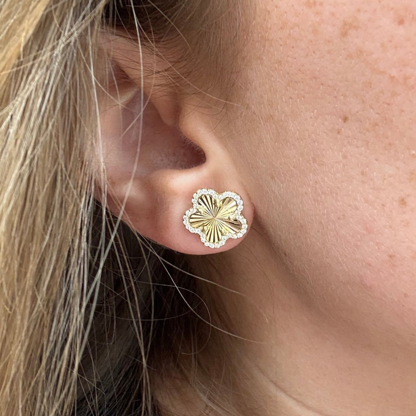Adeline Pave Outline Clover Studs