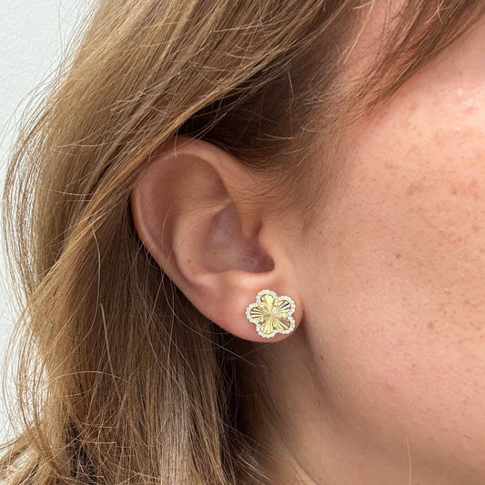 Adeline Pave Outline Clover Studs