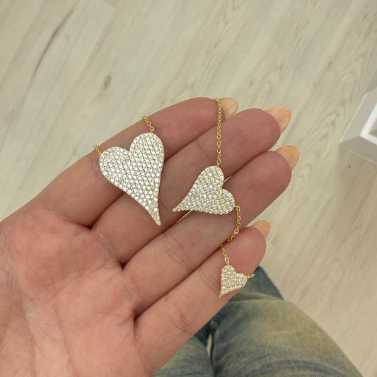 Sara Pave Heart Necklace