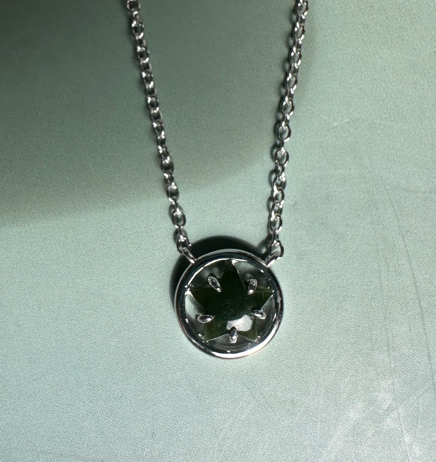 Canadian Jade and Silver Star Pendant - 2476