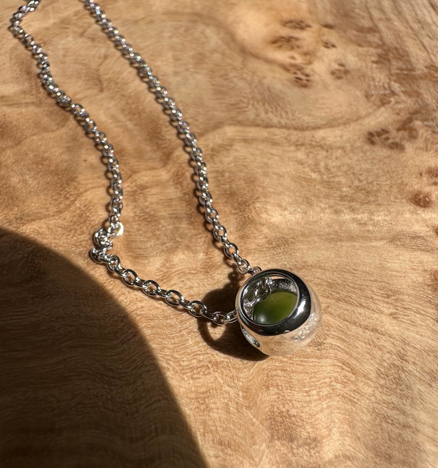 6mm Canadian Jade and Silver Pendant - 5826