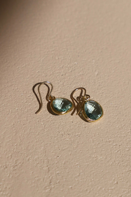 MEDIUM AQUAMARINE BEZEL EARRINGS