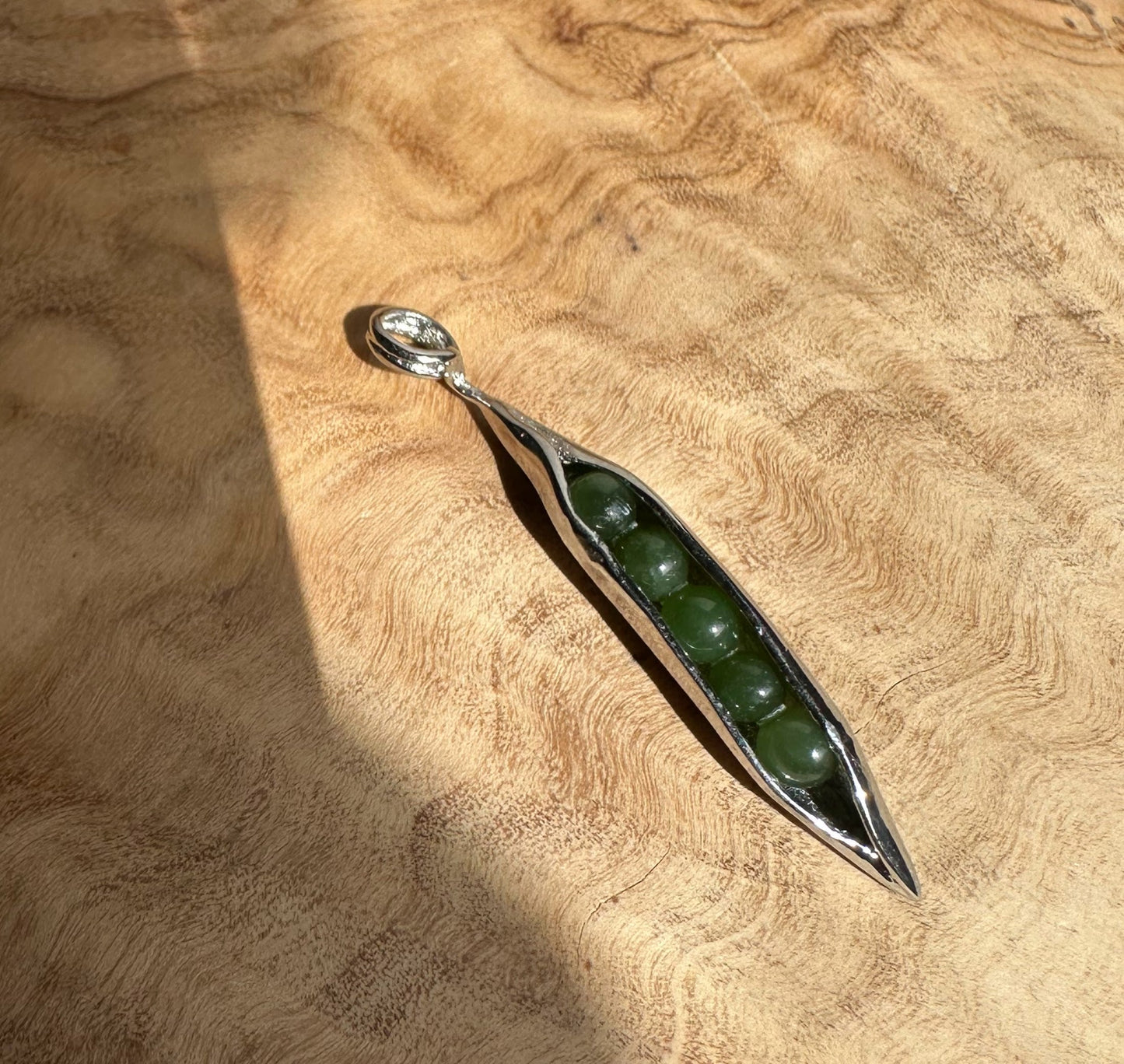 Jade Peapod Pendant, 0072 Stainless Steel