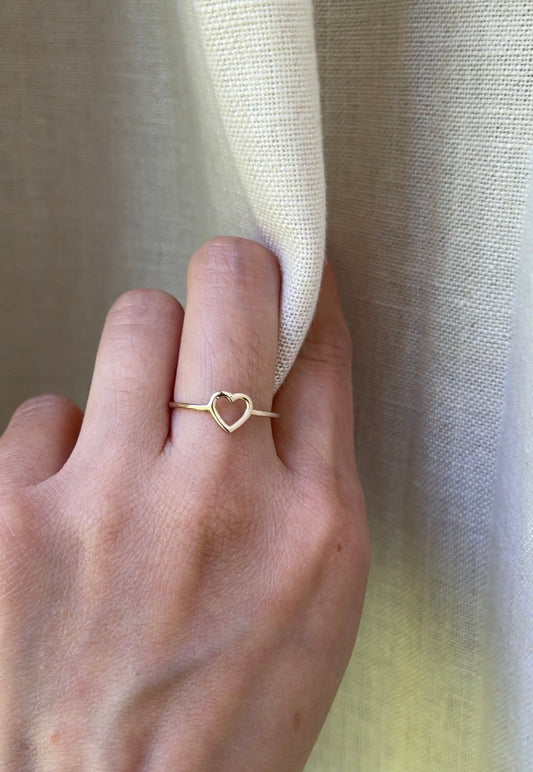 14K Petite Open Heart