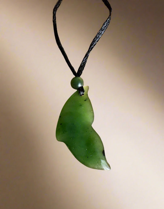 Jade Whale Tail Pendant, 23mm