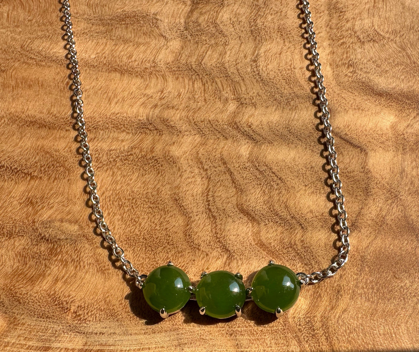 Canadian Jade and Silver 3 Piece Necklace