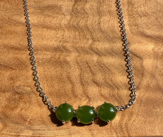 Canadian Jade and Silver 3 Piece Necklace