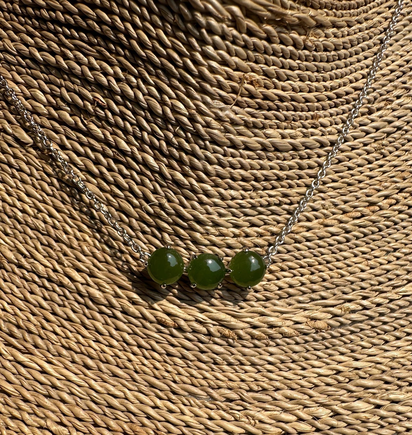Canadian Jade and Silver 3 Piece Necklace