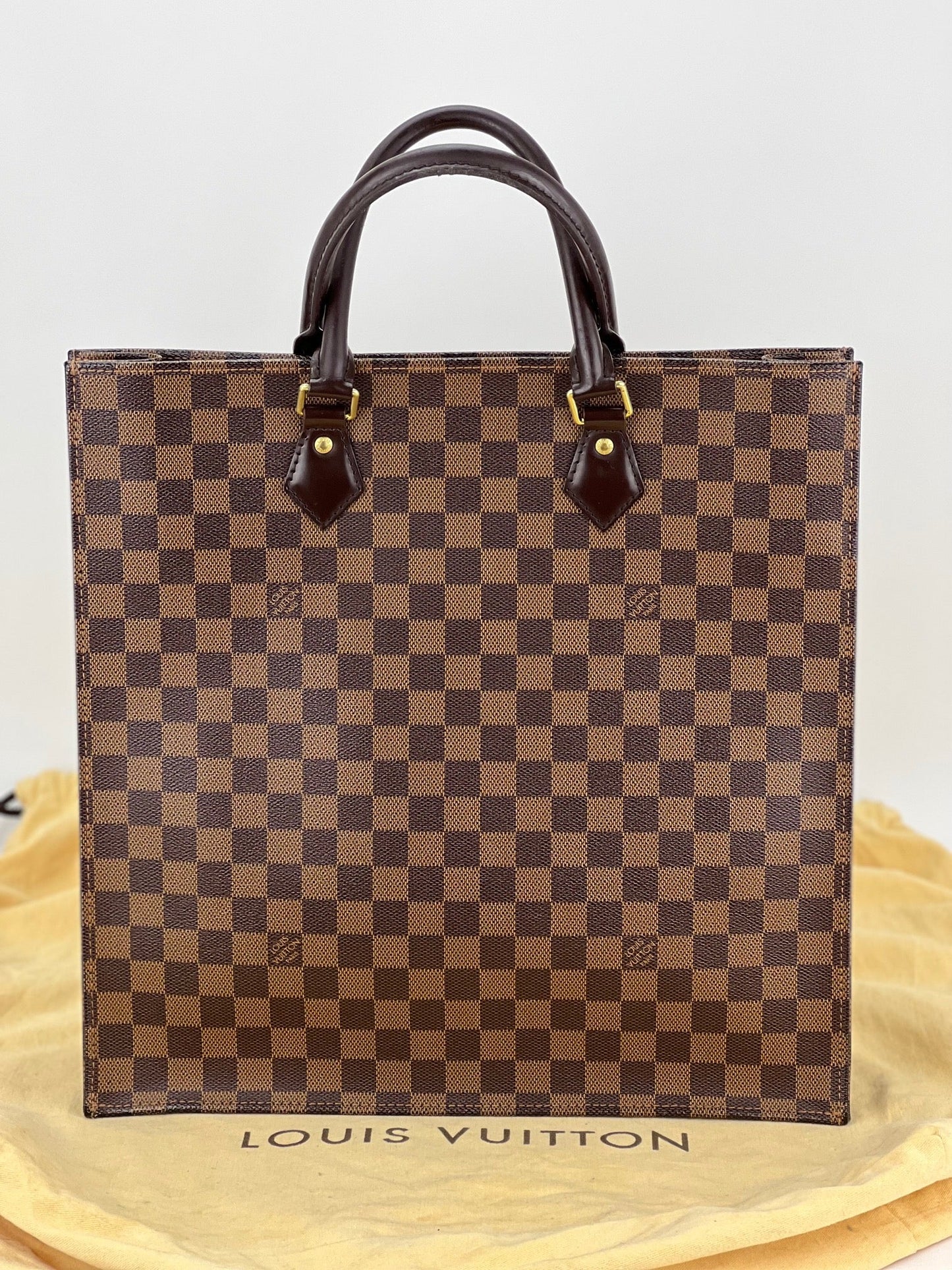 Louis Vuitton Sac Plat Brown Damier Ebene Canvas Shopping Tote Bag