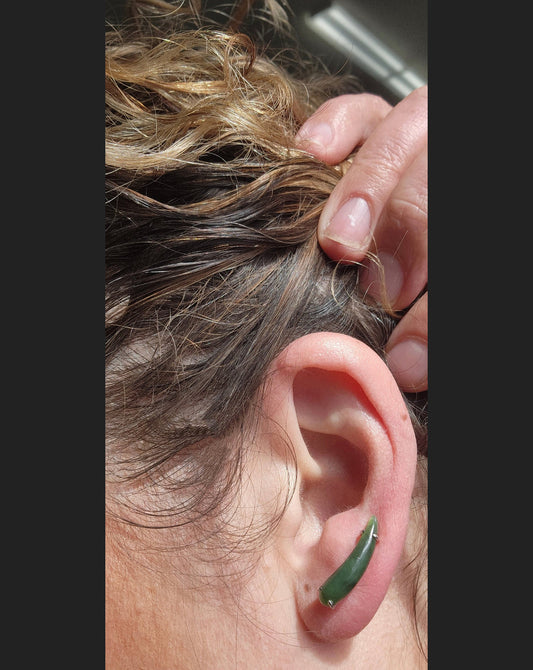 Canadian Jade Ear Climbers Earrings On Sterling Silver