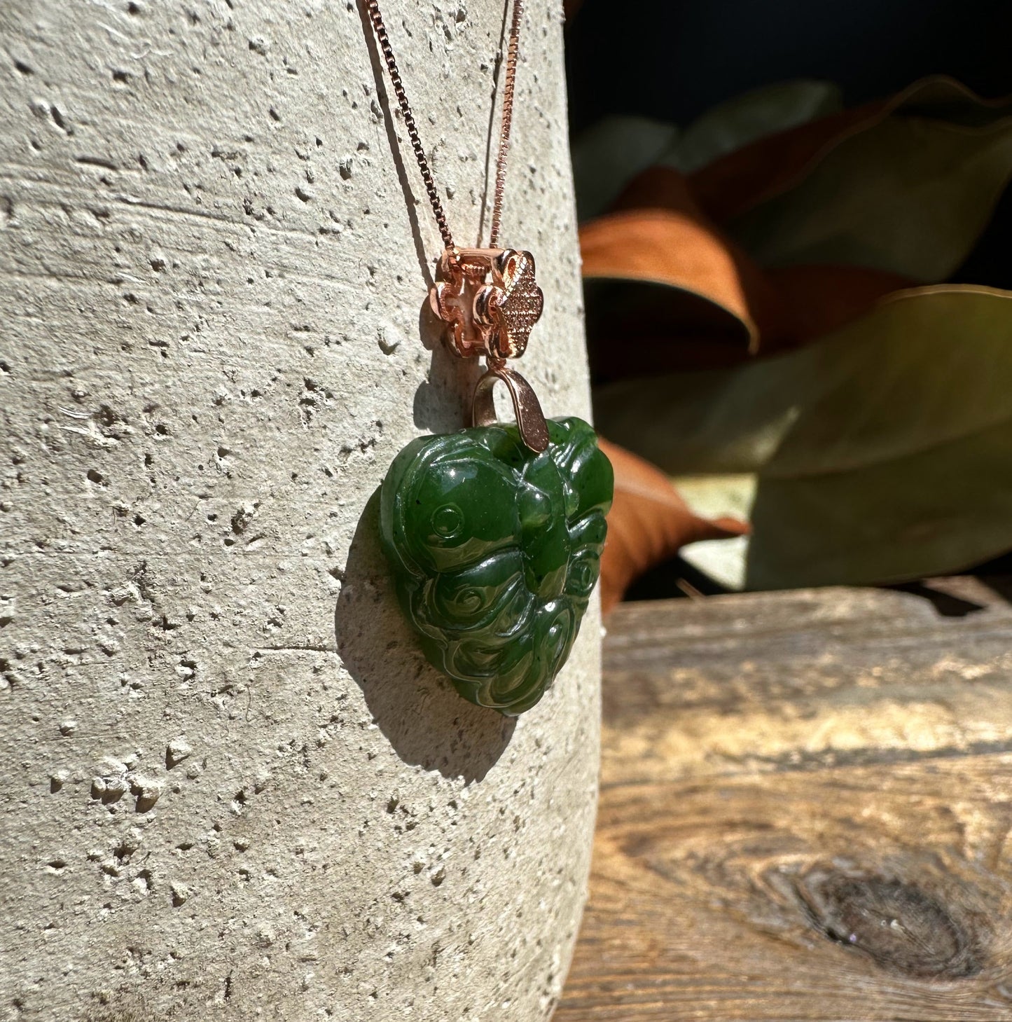 Dark Green Nephrite Jade Butterfly Pendant, 27mm