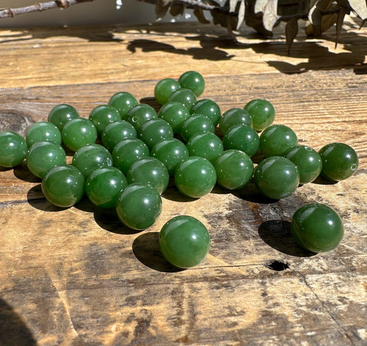 A+ Half Drilled 10mm Canadian Jade Beads