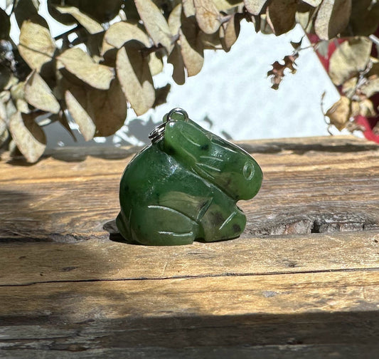 Bunny Pendant, Canadian Nephrite Jade 1"