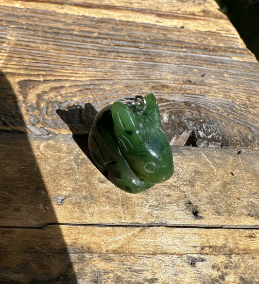 Bunny Pendant, Canadian Nephrite Jade 1"