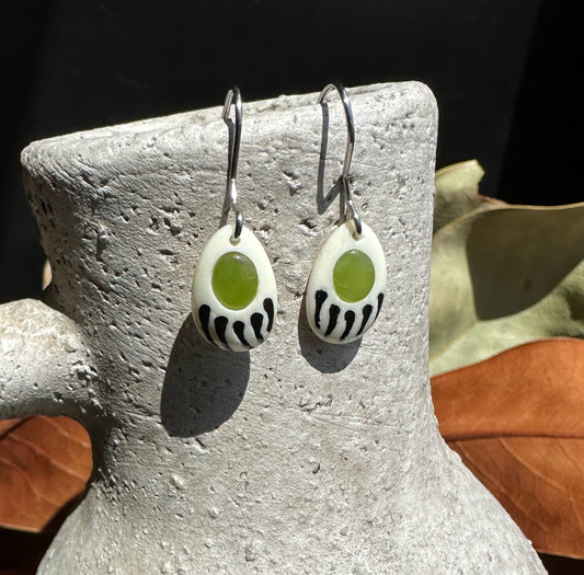 Earrings, Bear Paw Bone