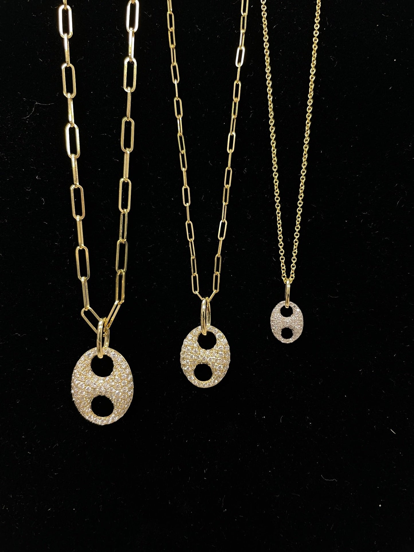 Diamond Puffed Mariner Necklace