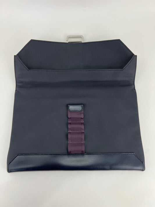 HERMÈS Messenger Cityslide Pouch Evercolor Leather Indigo Blue Clutch Preowned