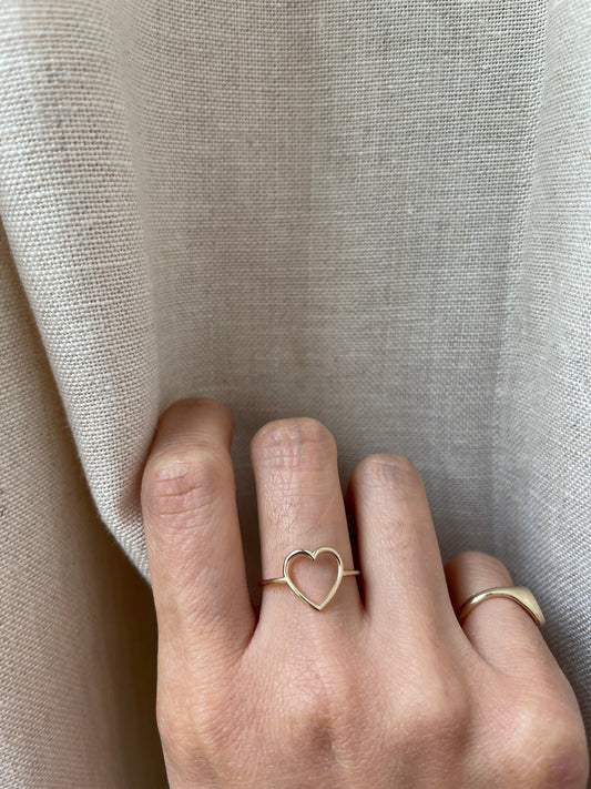 14K Open Heart Ring