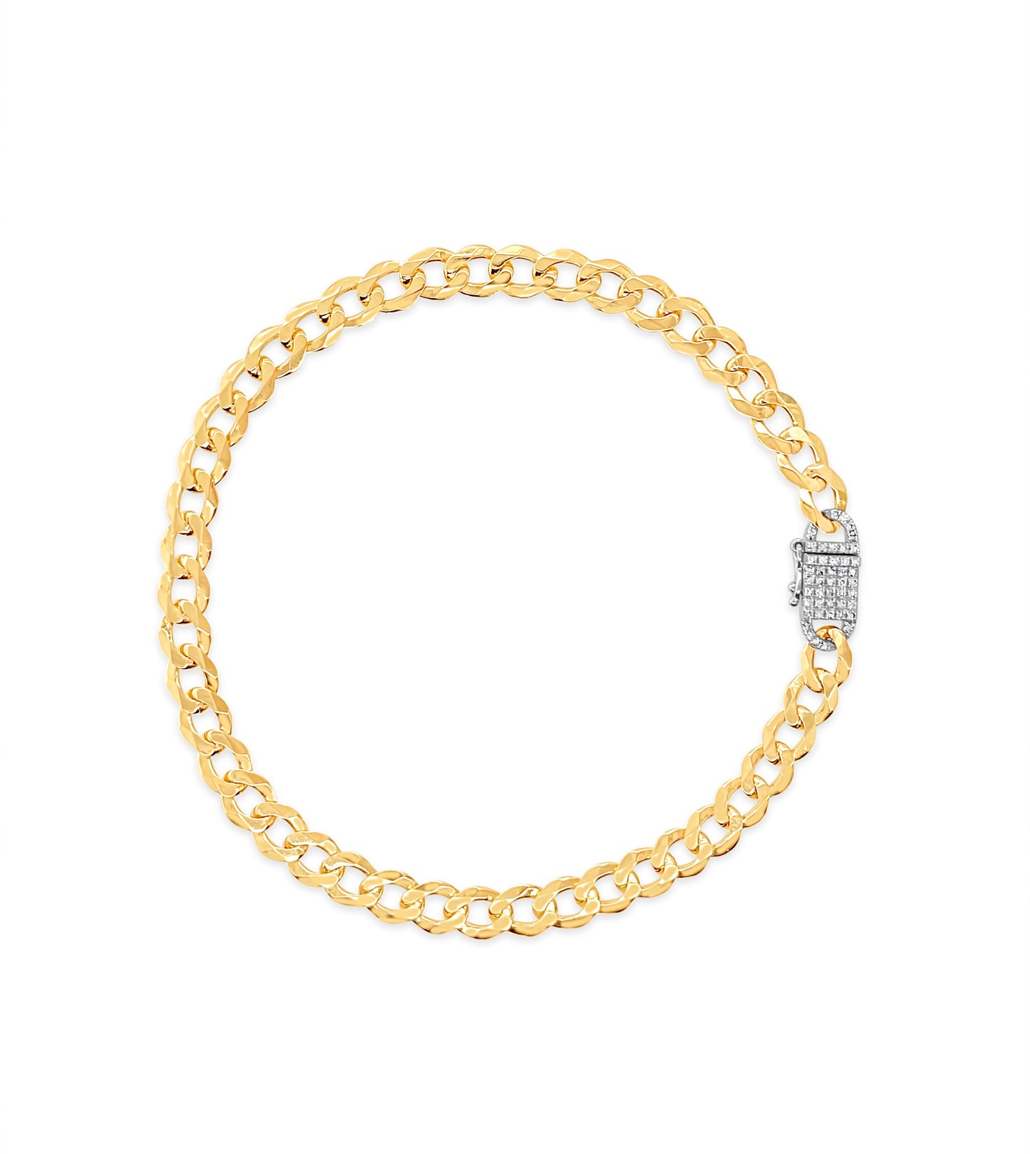 Diamond Lock Curb Link Chain Bracelet