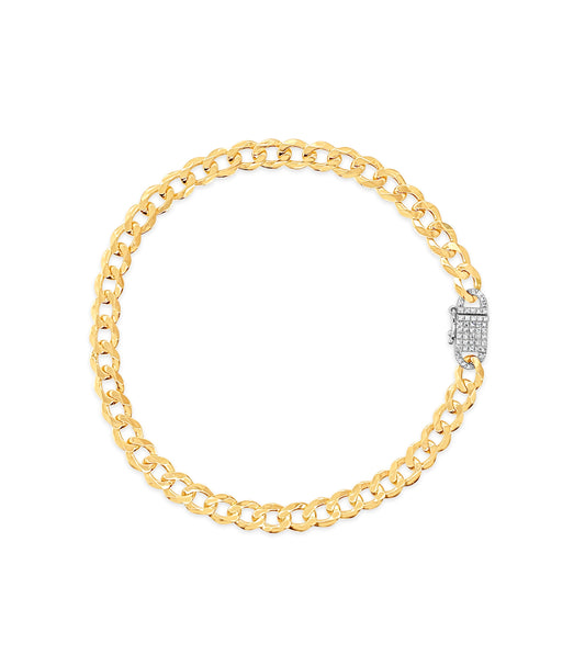 Diamond Lock Curb Link Chain Bracelet