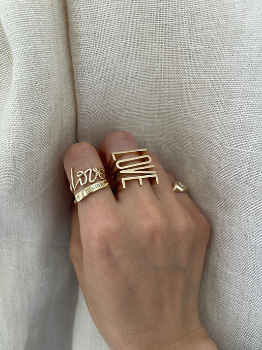 14K Letter Initial Ring