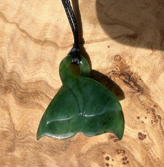 Jade Whale Tail Pendant, 33mm