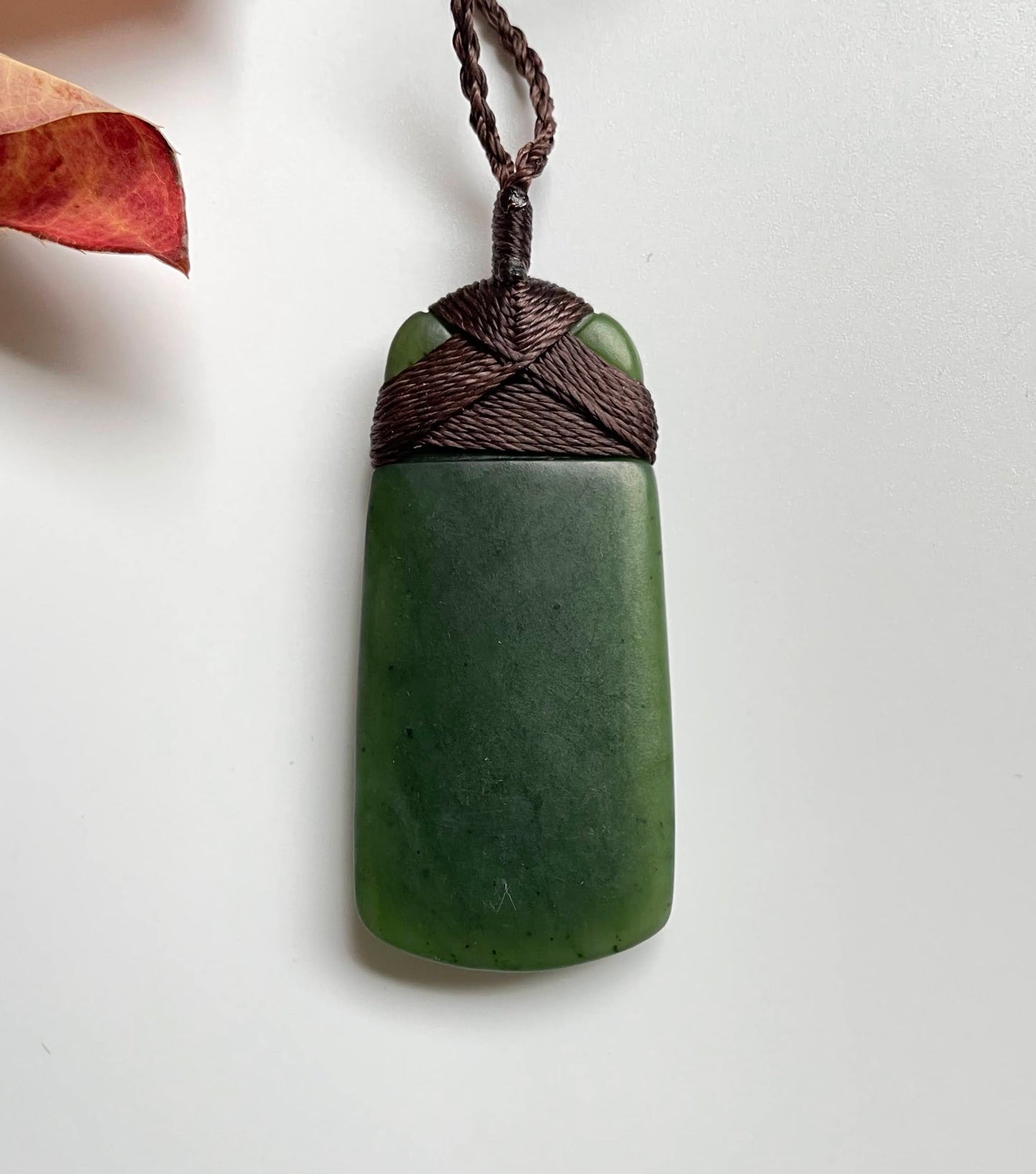 Dark Green Jade Adze Pendant, 50mm