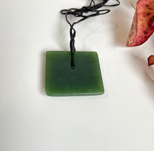 Jade Square Pendant, Satin Finish
