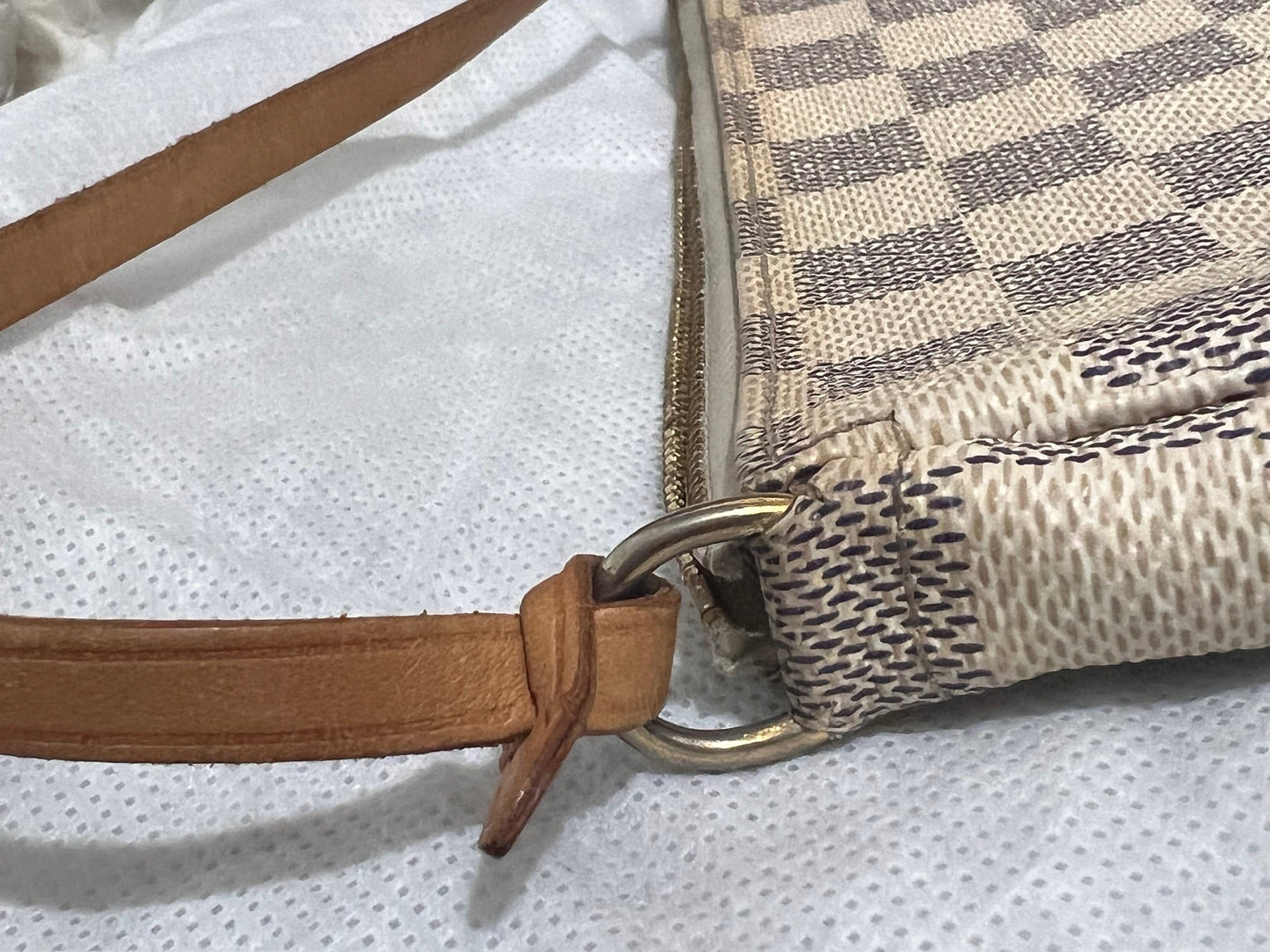 Louis Vuitton Pochette Accessories White Damier Azur Bag