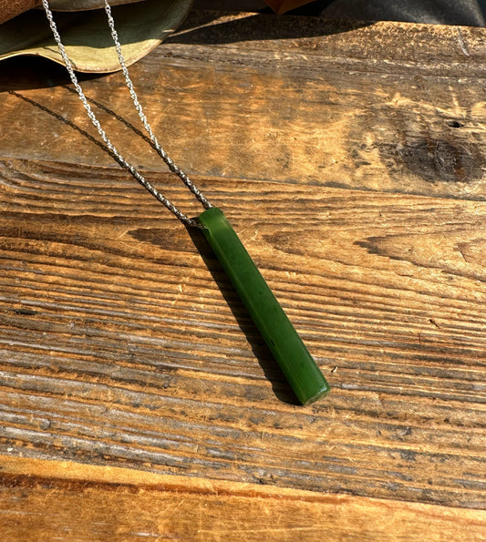 Thin Drop Jade Pendant, 1.75"