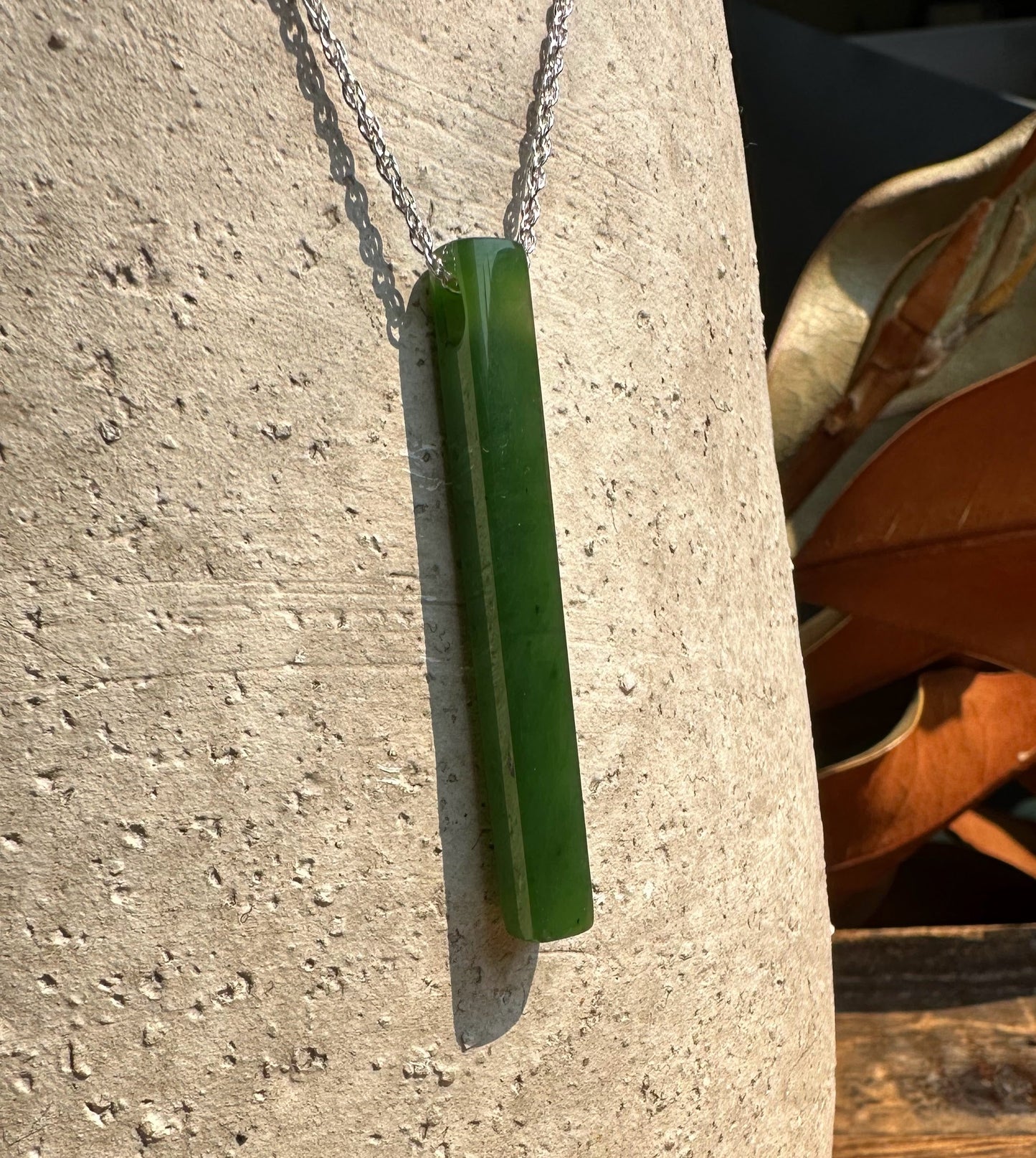 Thin Drop Jade Pendant, 1.75"