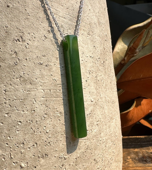 Thin Drop Jade Pendant, 1.75"