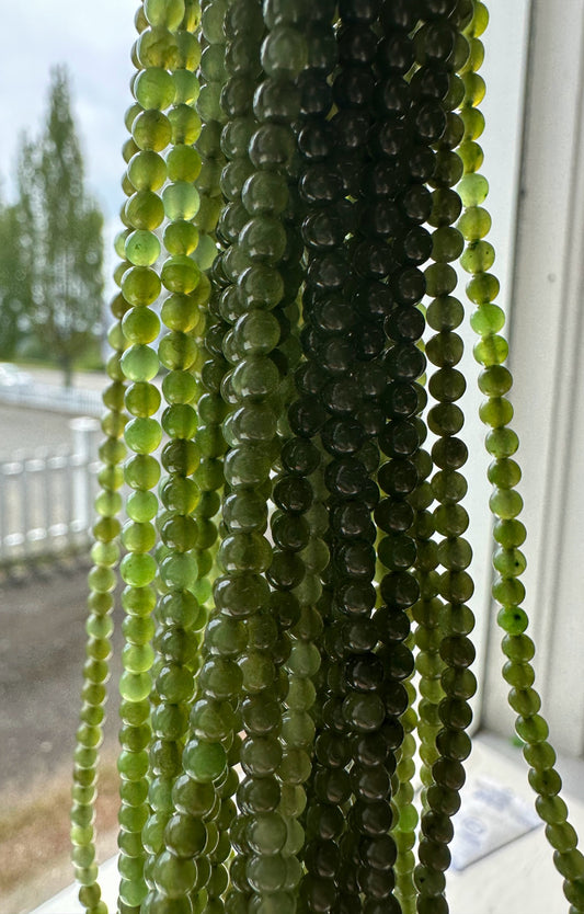 3.5mm Unstrung Nephrite Jade Beads, 16"