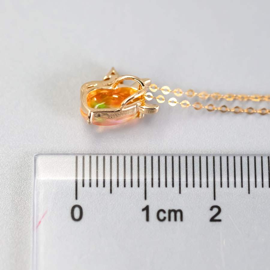 I Love You, Little Devil - Fire Opal Diamond Necklace 18K Yellow Gold